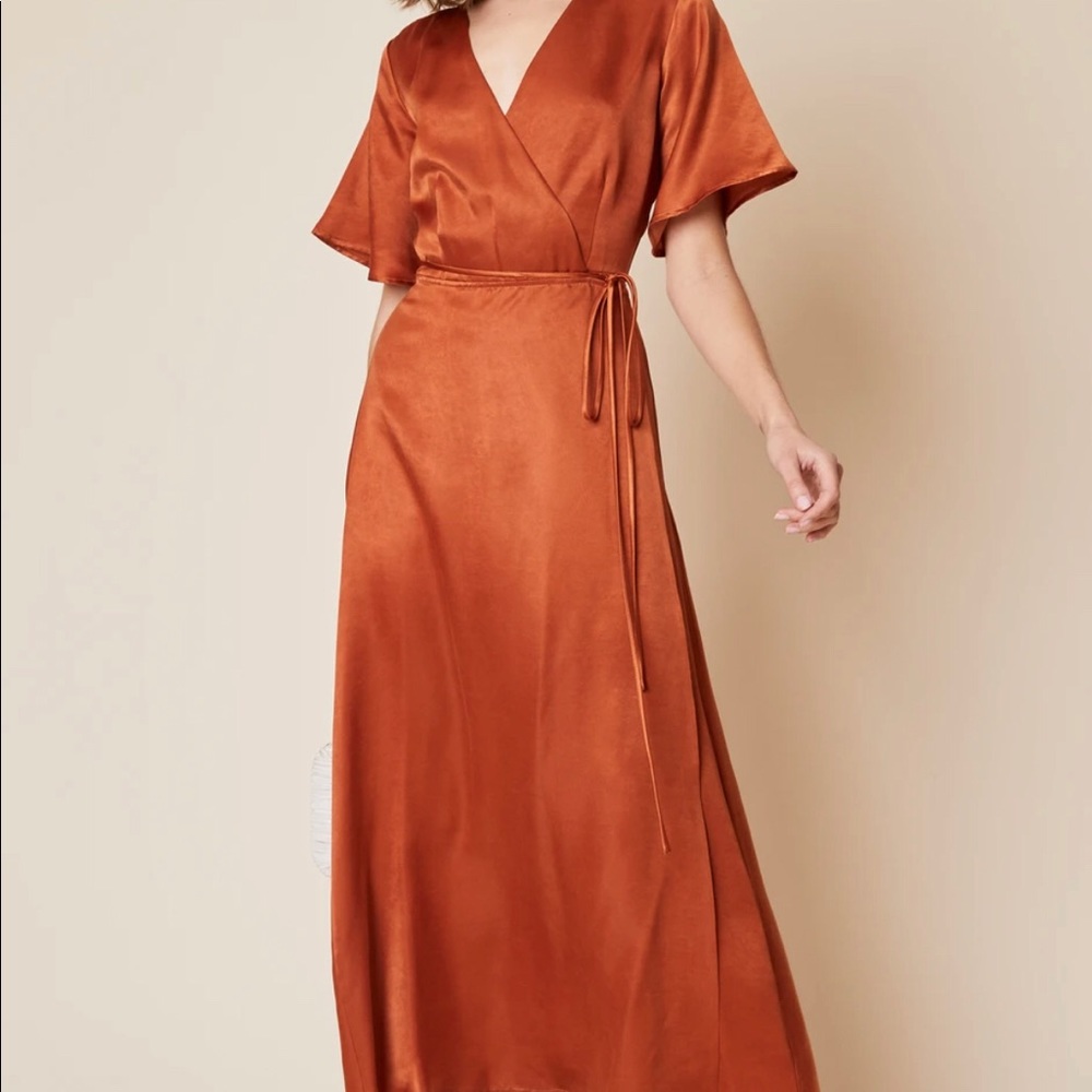 Whimsy + Row Sustainable Wrap dress • Rust orange